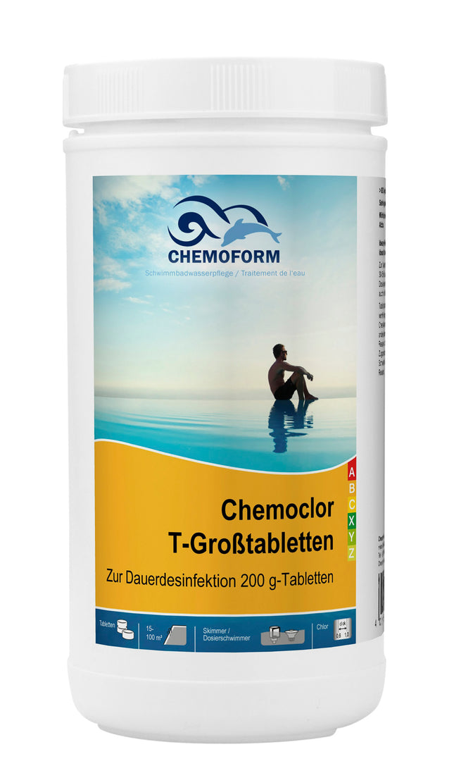 Chemoform Chemoclor T-Grosses Comprimés 200 g – Comprimés de chlore efficaces pour la chloration longue durée