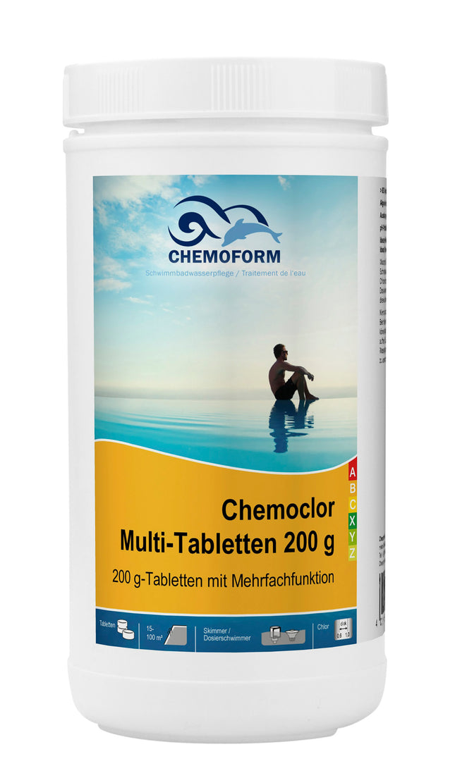Chemoform Chemoclor Multi-comprimés 200 g – Comprimés multifonctionnels pour une eau cristalline de piscine et de spa