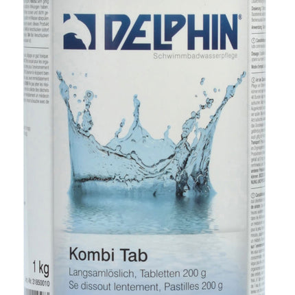 Delphin Kombi Tabs 200g, 1kg – 3-in-1 Langsamlösliche Pool-Tabletten