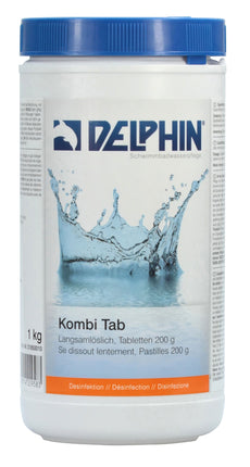 Delphin Kombi Tabs 200g, 1kg – 3-in-1 Langsamlösliche Pool-Tabletten