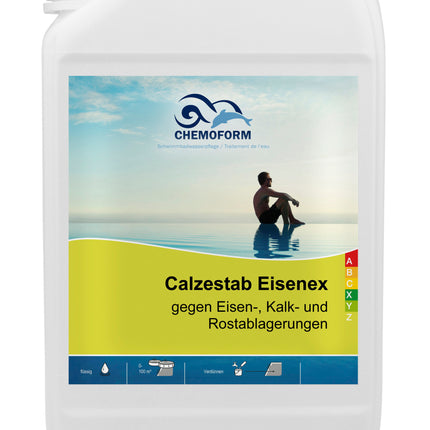 Chemoform Calzestab Eisenex liquide – Protection anticalcaire et anti-métaux pour l'eau des piscines